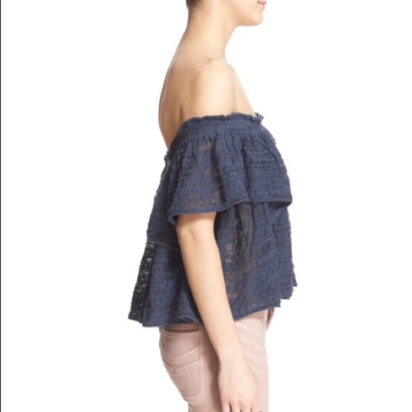 Free People Thrills & Frills Off the Shoulder Top NWT - Picture 2 of 8